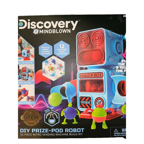 NEW Discovery MindBlown DIY Prize-Pod Robot 52Pc Retro Vending Machine Build Kit - Picture 3 of 10